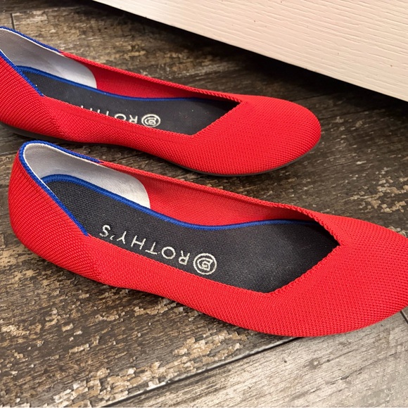 Rothy's Bold Red Flats with Blue Trim - Picture 3 of 4